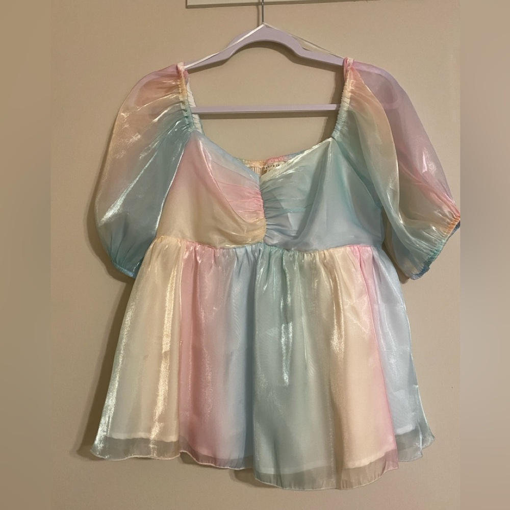 Cotton Candy Babydoll blouse size large